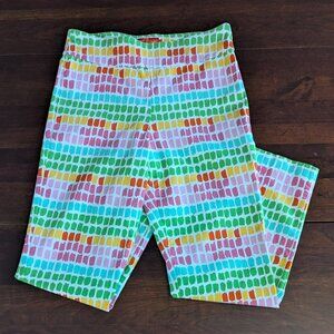 Krazy Larry Womens 8 Rainbow Pull On Ankle Pants Twee Teacher Stretch Comfort